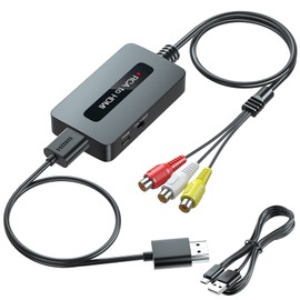 RCA to HDMI Converter, Female AV to HDMI Converter, Compatible with N64/ Wii/ PS2 with Male RCA to Display on HDTVs, CVBS Composite to HDMI Converter