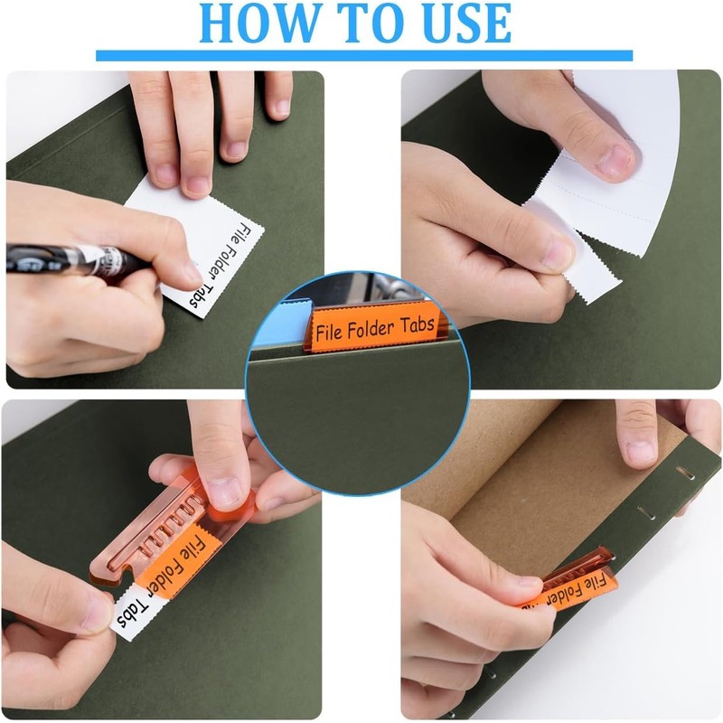 File Folder Tabs, Insertable Plastic Tabs Hanging Folder Tabs,100 Pcs