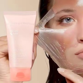 Night Care Collagen Wrapping Face Mask, Hydrating and Rejuvenating Treatment, Pink