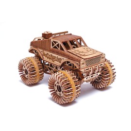 Wood Trick Monster Pickup Truck Car 3D Wooden Puzzle - Rides up to 18 feet - 8.3x6.3 in - Model Truck Kit to Build for Adults and Kids