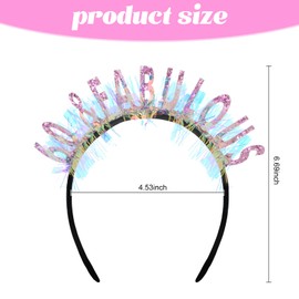 Semato 60th Birthday Decorations Pink 60&FABULOUS Birthday Headband Birthday Crown 60th Birthday Girl Headband Happy Birthday Headband Tiara Birthday Headband for Women