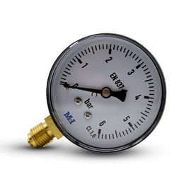 DOJA Barcelona | Water Pressure Gauge | 1/4 Inch | 0-10 Bar | Pack of 1 | Pressure Gauge Compressed Air | Water Pressure Gauge Water Pressure Monitoring of Drinking Water Systems, Meter Heating,