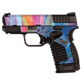 MightySkins Glossy Glitter Skin Compatible with Springfield XDS 3.3 - Rainbow Waves | Protective, Durable High-Gloss Glitter Finish | Easy to Apply, Remove, and Change Styles | Made in The USA