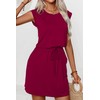 levaca Summer Dress for Women with Cap Sleeve Drawstring Pockets