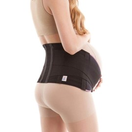 GABRIALLA Pregnancy Belly Band - Strong Support, 8" Wide, Made In USA, Black W/Pink Trim (2XL)