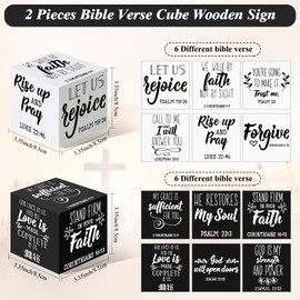 2 Pcs Bible Verse Mini Wood Signs Christian Decor Be Still and Know Religious Sign Wooden Scripture Desk Decor Rustic Bible Verse Blocks Home Scripture Word Plaque, 3.35 Inch (Stylish Style)