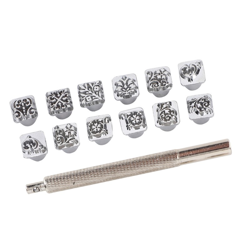 12Pcs Stamping Punch Tool Tang Dynasty Flower Design DIY Vegetable
