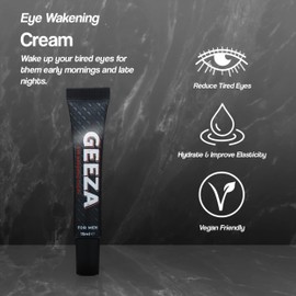 Geeza Men's Eye Cream Reduce Dark Circles and Puffiness, Advanced Formula Male Eye Bag Removal, Designed to Improve Elasticity, Nourish the Under Eyes 15ml