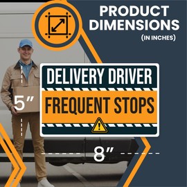 Magnet Me Up Caution Frequent Stops Delivery Driver Magnet Decal, 5x8 inch, Heavy Duty Automotive Magnet for Car, Truck, SUV, Any Magnetic Surface, for Flex Delivery Driver, Crafted in USA