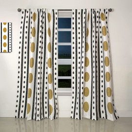 DesignQ Curtains 'Retro Geometrical Abstract Minimal Pattern VII' Curtains for Bedroom, Curtains for Living Room, Curtains & Drapes - Thermal Insulated - Single Panel-52x108