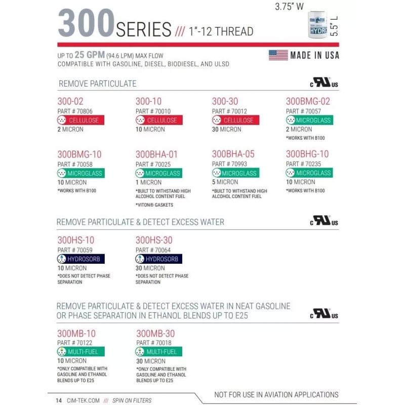 Cim-Tek 70010 Centurion Gas Filter 300-10, 10 Micron