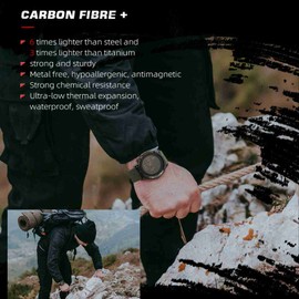 Outdoor Sports Watch Carbon Fiber Case Water Resistant Multifunctional Wristwatch with Compass Function for Swimming Hiking