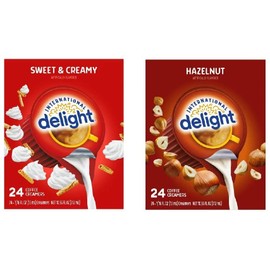International Delight Creamer Singles Variety Bundle 2 Flavors, Sweet Creamy and Hazelnut (2 Boxes of 24 creamers in Total)…
