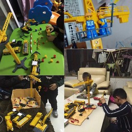 ZUKULIFE Engineering Construction Vehicles and Construction Site Set with Storage Container, 6 Vehicles - Tower Crane, Cement Truck, Excavator, Road Roller, Dump Truck and Fuel Carrier