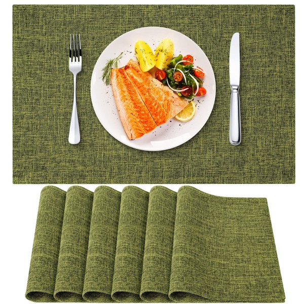 BARTHKIT Cloth Placemats Set of 6, Linen Style Thick Dining