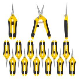 Biugaaufai 15 Pack 6.5 Inch Yellow Garden Pruning Scissors, Stainless Steel Blades Hand Pruner, Sharp Point Gardening Shears Cutter, A Must-have Gardening Pruning Shear, Supplies & Accessories