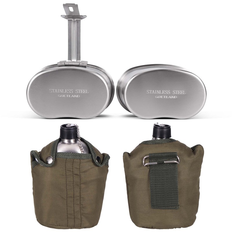 Goetland Stainless Steel WWII US Army Canteen Water Bottle Military
