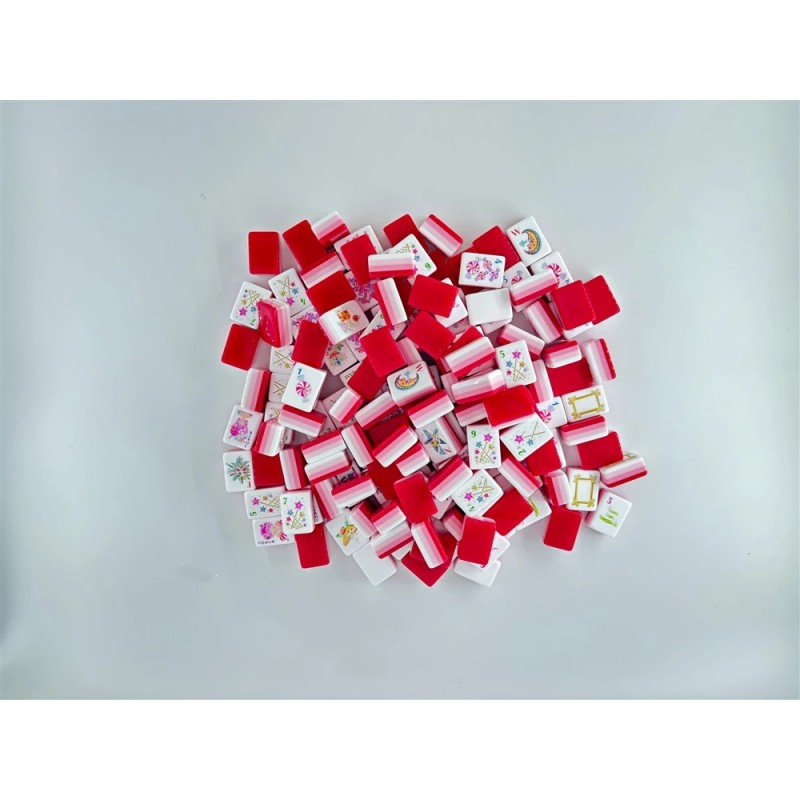 American Mahjong Set 160PCS 32mm 4-Layer Engraved Acrylic Red White