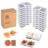 20Pcs Snack Pack Containers, Disposable & Reusable Double Compartment Condiment