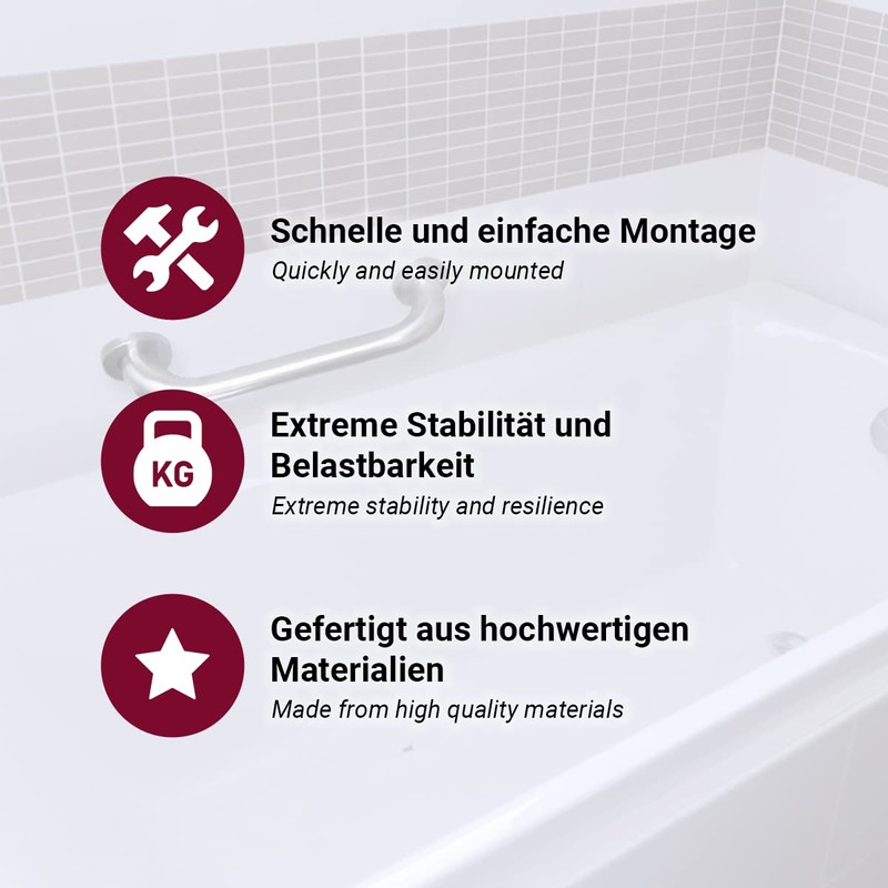CasaXXl Stainless Steel Grab Rail for Shower and Bathtub, Bathroom