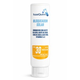 Bloqueador Solar IsaaQuim  Alta Proteccin FPS 30  Aceite de Oliva y Coco, Aloe Vera y Vitaminas C y E  Uso Corporal  200 G                            