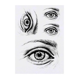 4 x 'Eye Sketch' Temporary Tattoos - Water Resistant, Skin-Safe, Non-Toxic Transfers, Mixed Sizes (TO00070452)