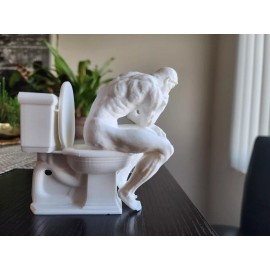 Unique Thinker Toilet Figure - Unique 3D Printed Bathroom Décor - (4.5"x 4.5"x 2")