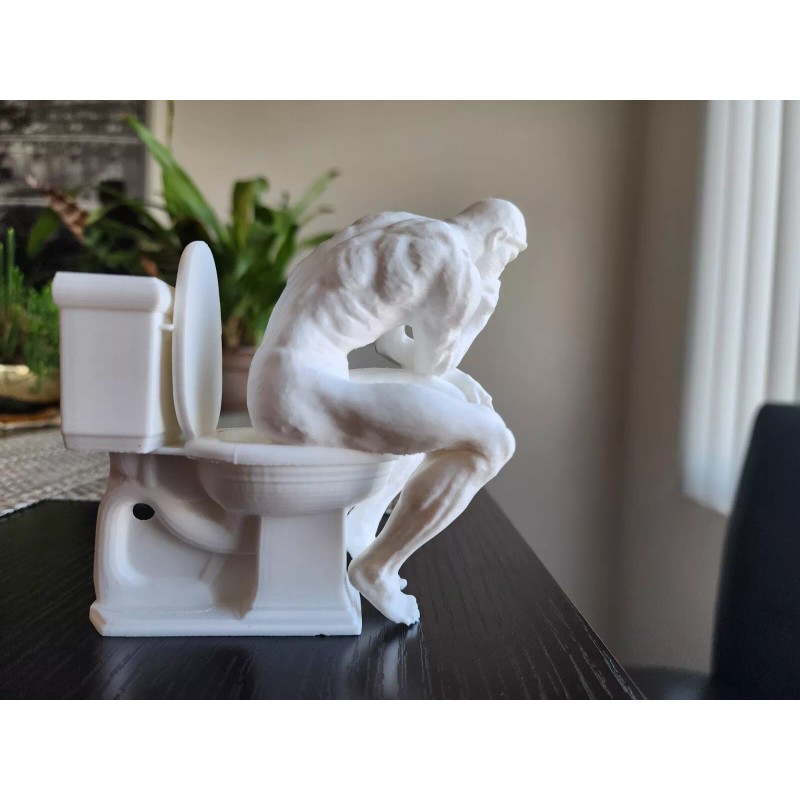 Unique Thinker Toilet Figure - Unique 3D Printed Bathroom Décor