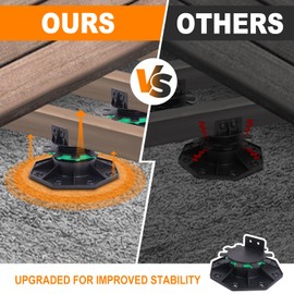 Adjustable Deck Support Pedestal with Fastener Ring, 12Pack Deck Foundation Support Base, Deck Blocks Adjustable Plastic Pedestal Paver Flooring Joist Supports Raising from1-9/16 to 2-3/8" by MCCKLE
