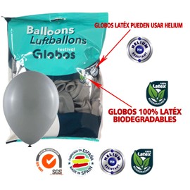 Pack of 50 Colourful Balloons Grey Latex Balloons 30 cm 12 Inch Decohelium for Weddings, Birthday Parties and Decoration (Grey)