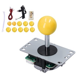 QM070901 Arcade Game Joystick Kits Zero Delay Arcade Game DIY Kit Parts with Encoder Board 10 Buttons Joystick for MAMEYellow