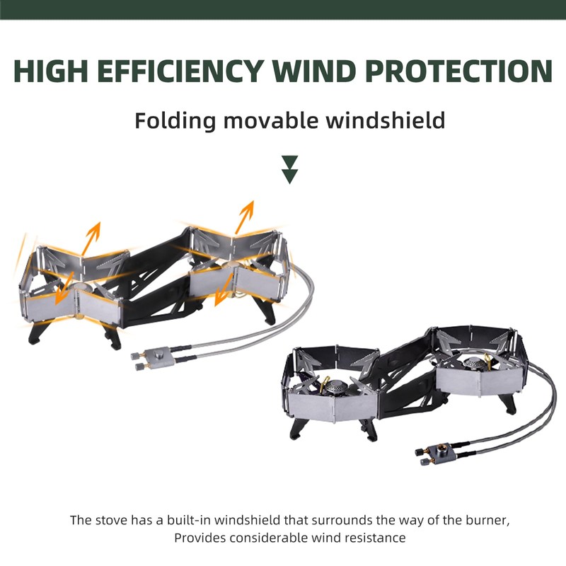 BRS-32 Portable Foldable Camping Stove Expandable Double Cooktop - Easy