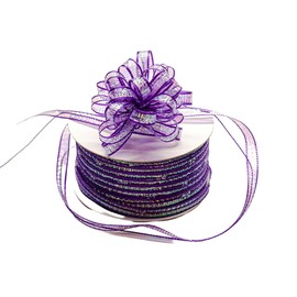 Lassos Boutique 1/4" X 50 Yards Iridescent Pull String Bows Christmas DIY Craft Gift Ribbon (Purple)