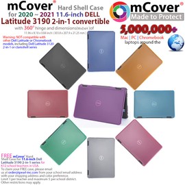 mCover Case Compatible for 2020-2021 11.6" Dell Latitude 3190 2-in-1 (with 360° Hinge) Education Laptop ONLY (NOT Fitting Any Other Dell Models) - Clear