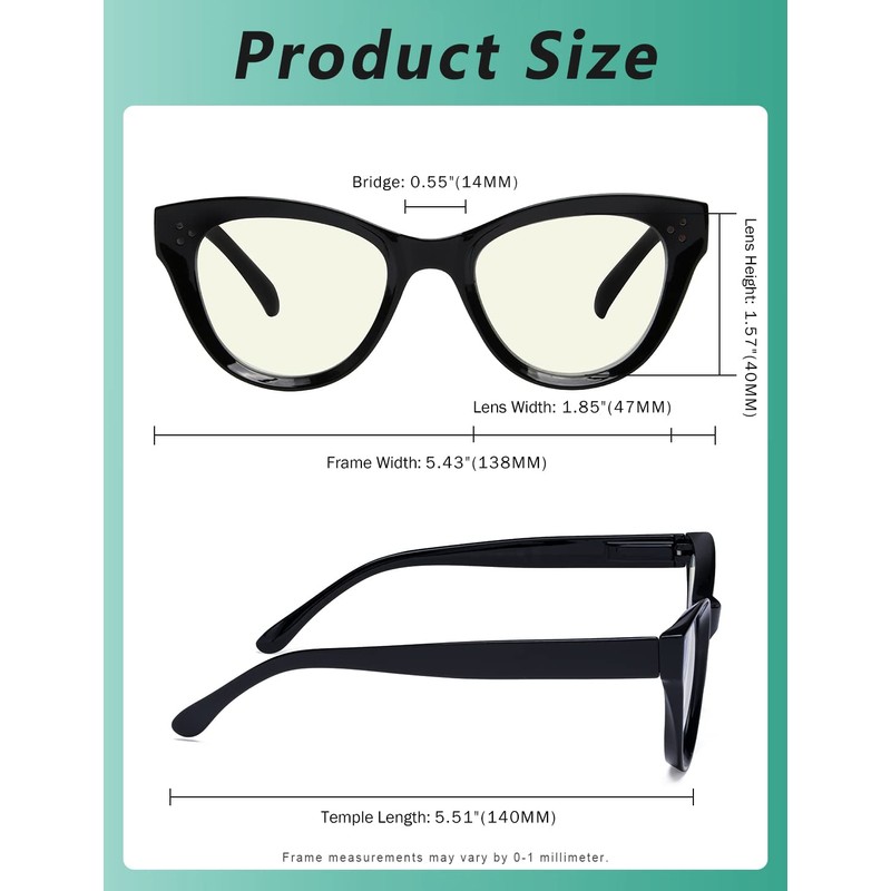 Eyekepper 4 Pack Oversized Blue Light Filter Glasses Women Cat