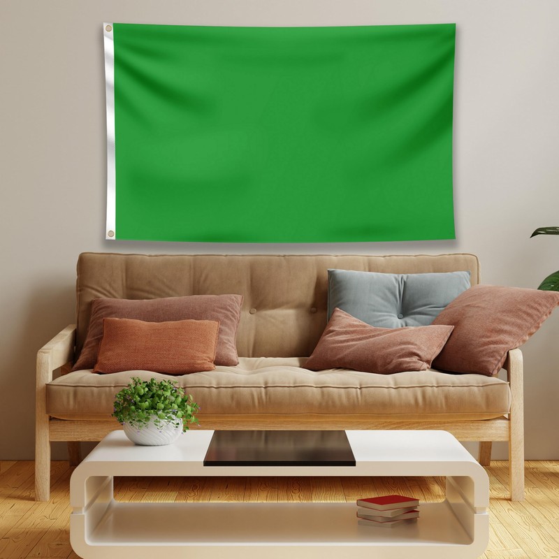 Plain Green Flag - Simple Green Flag - Double-Sided Print