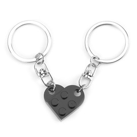 Sweet Matching Heart Keychain,Stainless Steel Brick Keychains for Couples, Girlfriend Gifts, Boyfriend, Husband Birthday Gift,Matching Keychains for Couples, Couple Keychain for Valentine's Day,Black