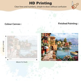 MEIYUDA Paint by Numbers Adults with Frame, Landscape by the Sea, DIY Set, Hand-Painted Oil Painting Kit for Beginners and Adults, with 3 Brushes and Acrylic Paint, Gifts and Home Decoration, 40 x 30