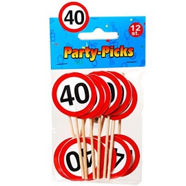 'Party Picks 40 Birthday Mini Sign Male Decorative Sticker Skewers