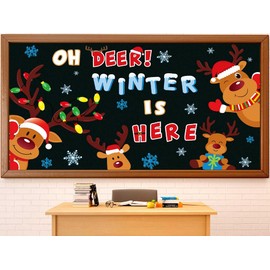 Containlol Christmas Bulletin Board Set Nativity Christian Christmas Large Elk Light Bulbs Classroom Decorations Xmas Cutouts for Winter Holiday School Wall Decor (Oh Deer Winter is Here)