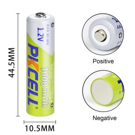 PKCELL 2PCS AAA Rechargeable Batteries 1000mAh 1.2V Battery For Garden Solar Lights US