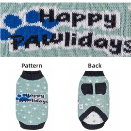 CuteBone Dog Sweater Happy Pawliday Knit Puppy Clothes for Medium Dogs Pullover Pet Winter Clothes with Harness Hole