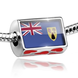 NEONBLOND Bead with Hearts Turks and Caicos Islands Flag - Charm Fit All European Bracele