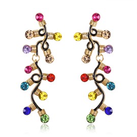 Clearine Christmas Earrings Lights Curved Drop Earrings Holiday Xmas Jewellery Gift for Her