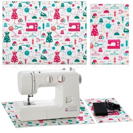 Drydiet 2 Pcs Vintage Print Sewing Machine Muffling Mat for Table Pedal Mat Sewing Machine Mat Reduce Vibrations Noise No Slip Sewing Machine Accessories for Quilting Embroidery