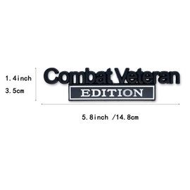 1pc Combat Veteran Edition Metal Emblem Badge Sticker Decal for Car Truck Fits Fender or Rear Tailgate (Black White)
