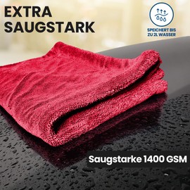 Ivality Car Drying Cloth XXL 80 x 50 cm - 1400 GSM Ultra Absorbent Microfibre Cloths for Car Care and Motorcycle, Lint-Free, Paint-Gentle Twisted Towel Microfibre Cloth