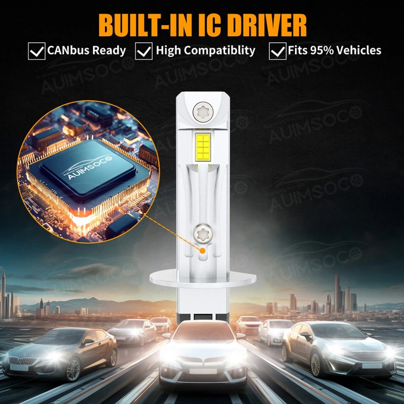 AUIMSOCO 2x H1 LED Headlight Bulbs Conversion Kit High Low