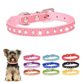 Rhinestone Dog Collars for Small Dogs Bling Puppy Collar Girl Cute Sparkly Glitter Crystal Diamond Cat Collar for Kittens XXS XS Small Medium Female Pets, Pink XS