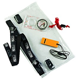 Trekmates Dry Map Case Set - water-proof protective bag for maps or valuables, with compass and alarm whistle